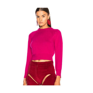 Helmut Lang cropped cashmere sweater in magenta pink Medium knit designer crew